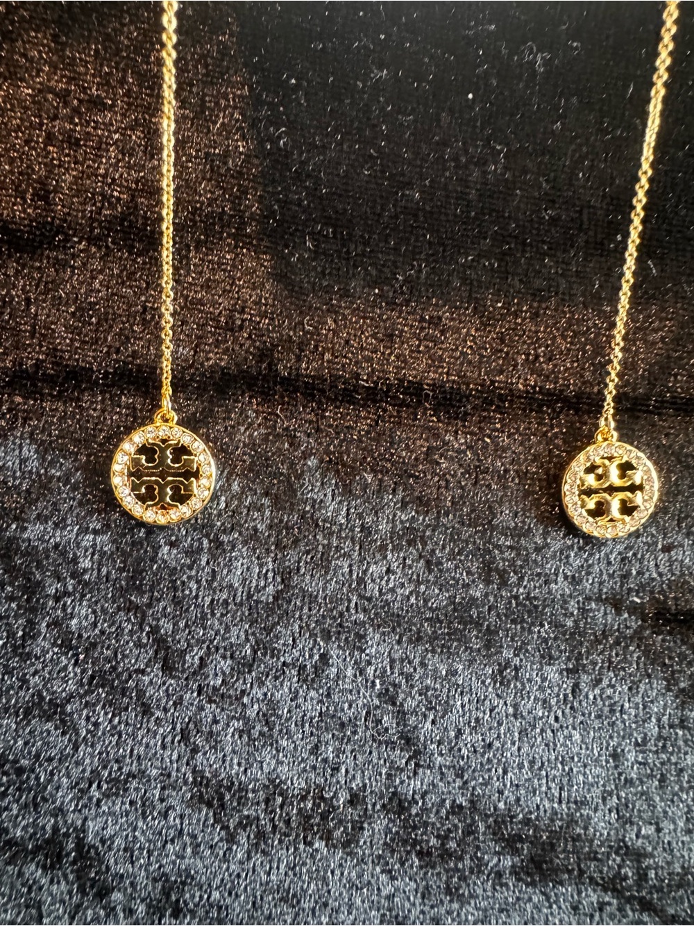 Tory Burch Delicate Gold Logo Threader Earrings - Picture 2 of 8